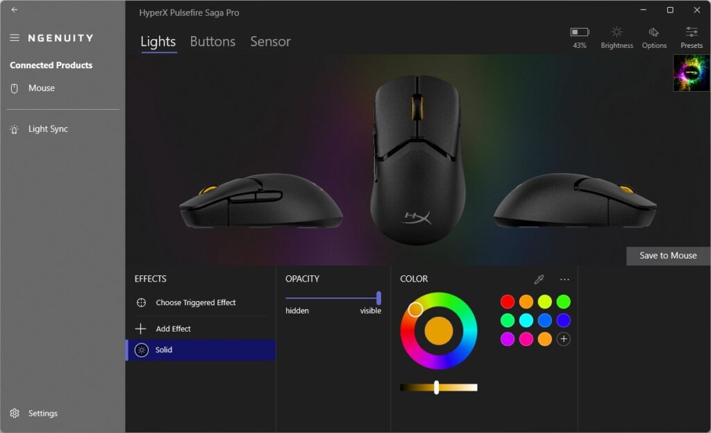 HyperX Pulsefire Saga Pro - NGENUITY settings