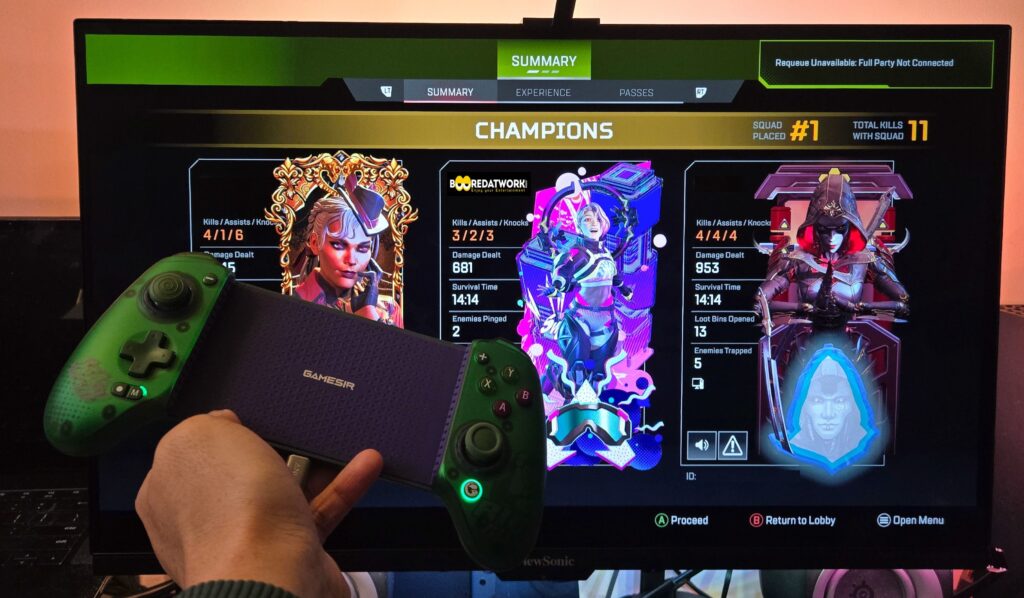 GameSir G8 Plus Controller connected to PC playing Apex Legends