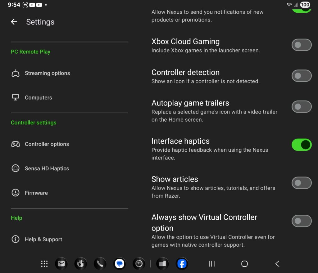 Razer Nexus settings for Razer Kishi V3 Pro