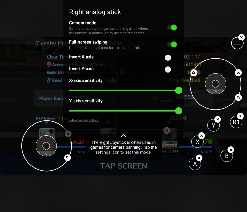 Razer Nexus Virtual Controller settings on Bleach Brave Souls