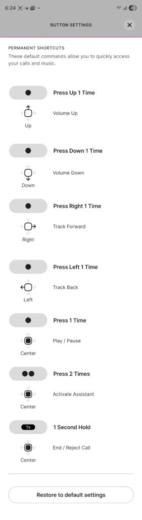 Skullcandy Aviator 900 ANC app - button settings
