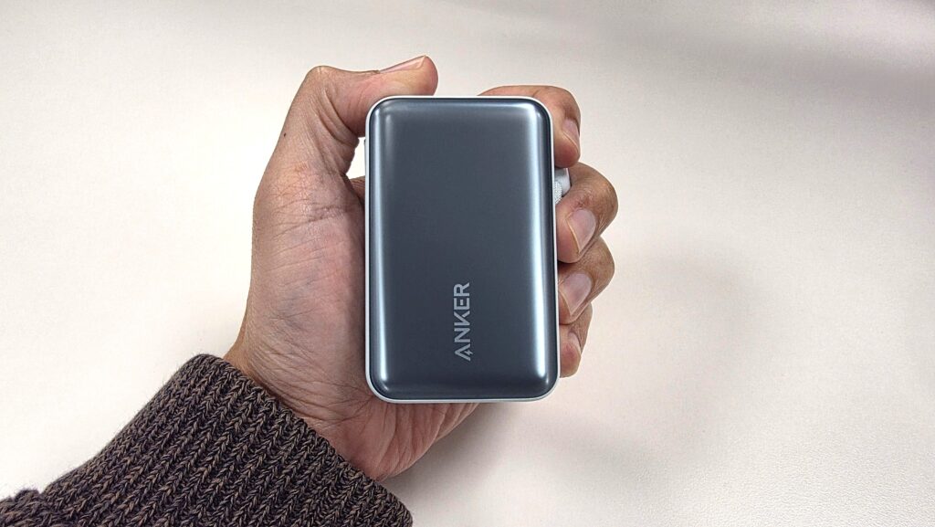 Anker Nano Power Bank (10K, 45W) - A1638 Smart Display in hand