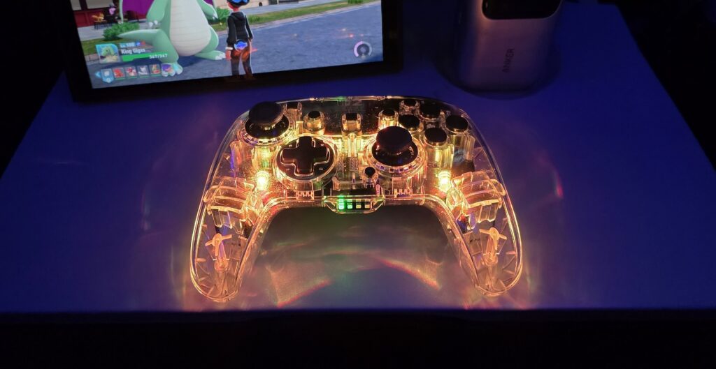 Turtle Beach Afterglow Wireless Controller playing Pokemon Legends Z-A on Nintendo Switch 2