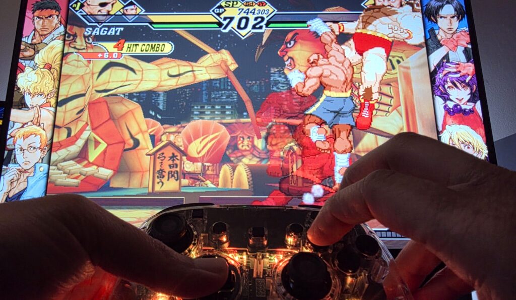 Turtle Beach Afterglow Wireless Controller playing the Capcom Fighting Collection 2 on Nintendo Switch 2